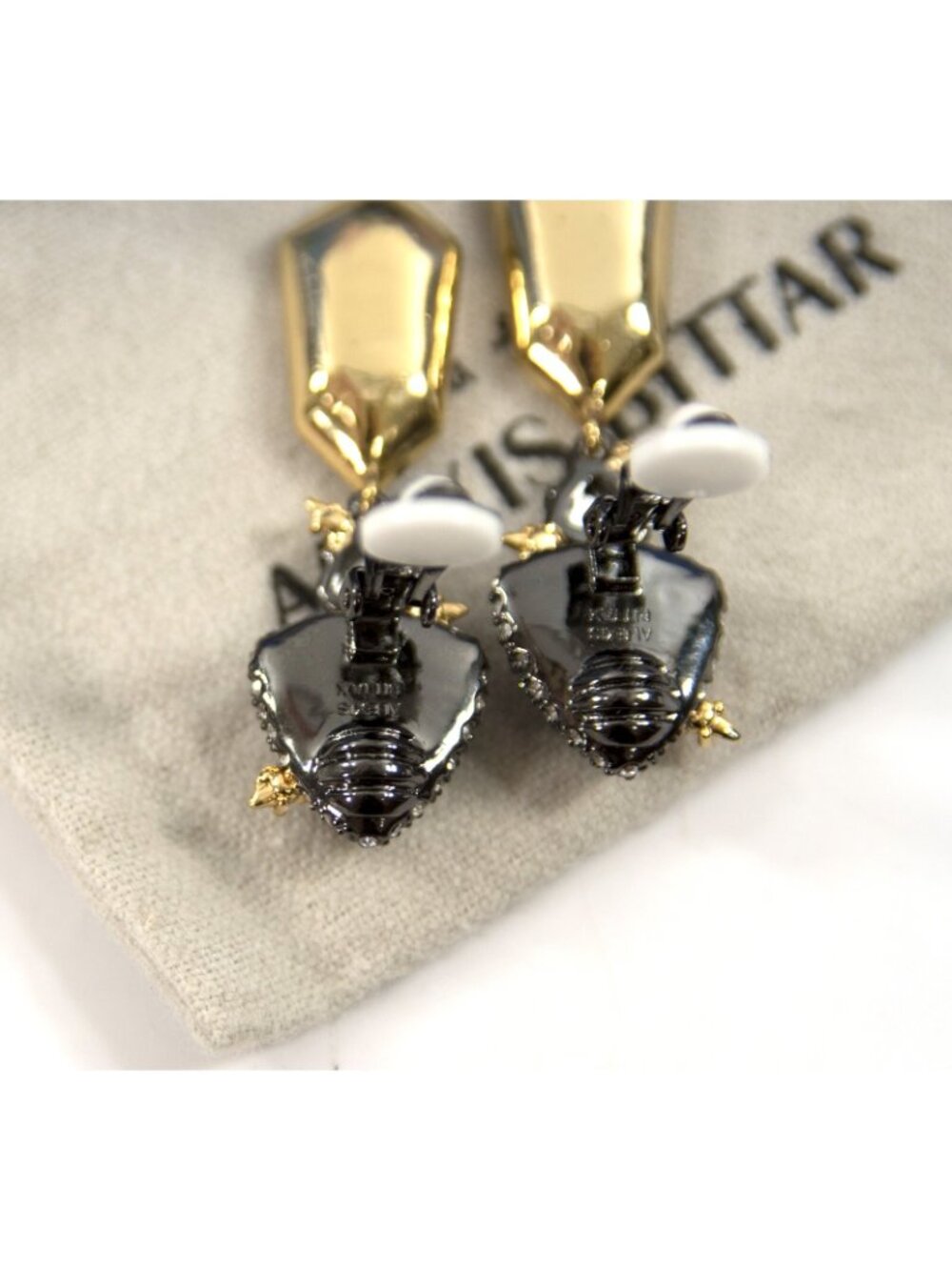 Alexis Bittar Blue Crystal Rhodium Plated Shield Drop CLIP ON Earrings NWT RARE! - Picture 6 of 6